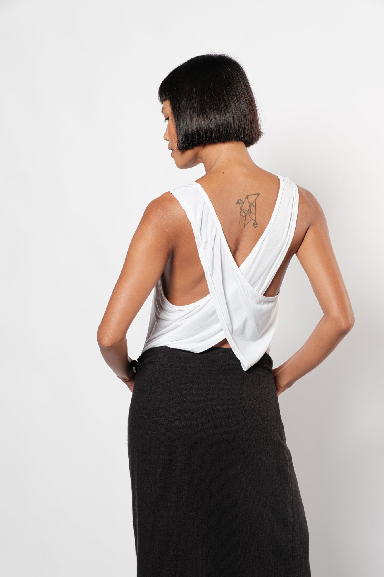 Nude Sexy Back Top White