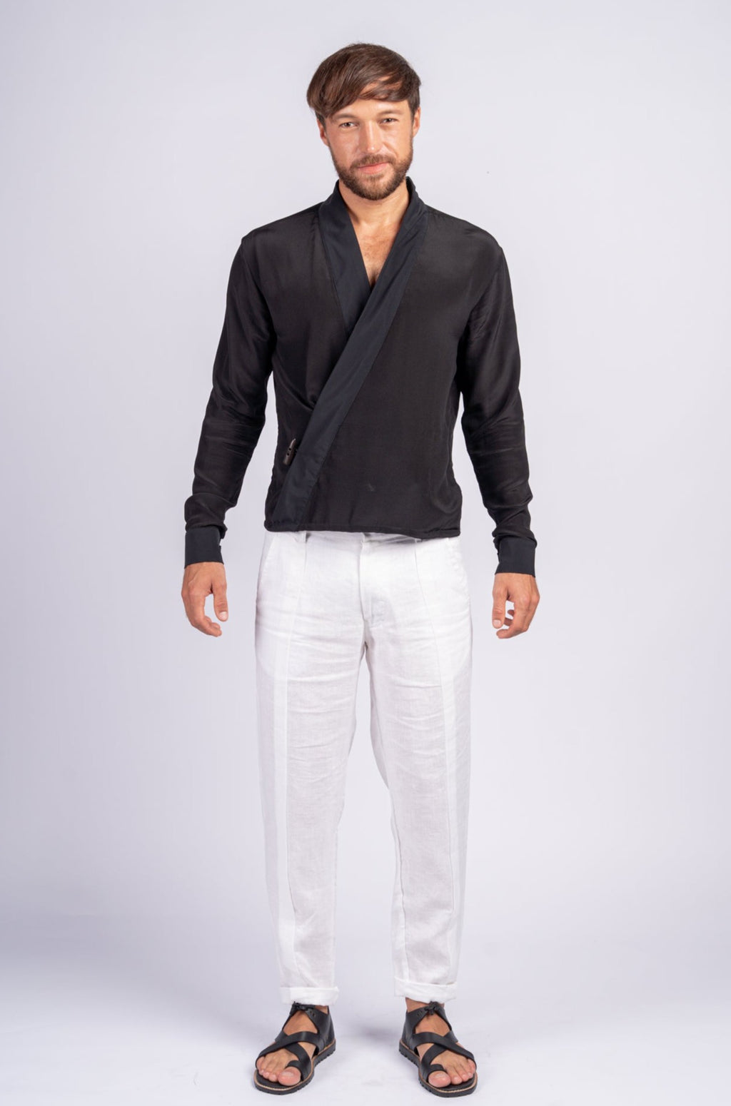 Men's kimono hot sale wrap shirt